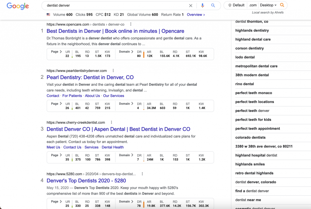 dentist denver search results
